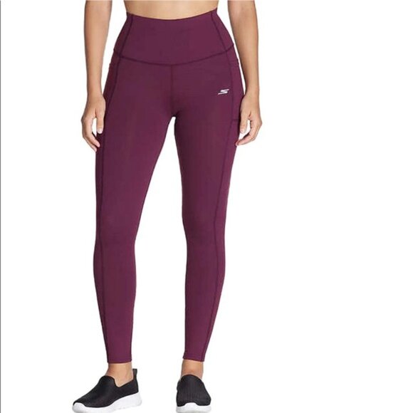 Maroon Skechers High Waist Leggings Size Medium - Picture 1 of 9